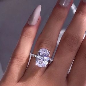 NEW OVAL CUT DIAMOND 925 STERLING SILVER RING